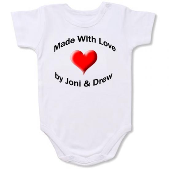 Made with Love by Anyname Bodysuit Baby Slogan onesie /
