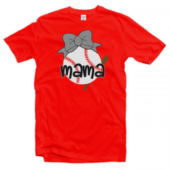 Baseball Mama with Bow and Bat Tshirt/