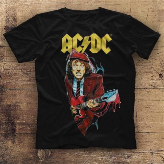 AC DC,Angus Young,Unisex Black T Shirt 007  /
