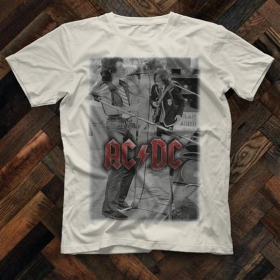 AC-DC,Brian Johnson Angus Young,White Unisex Tshirt 020