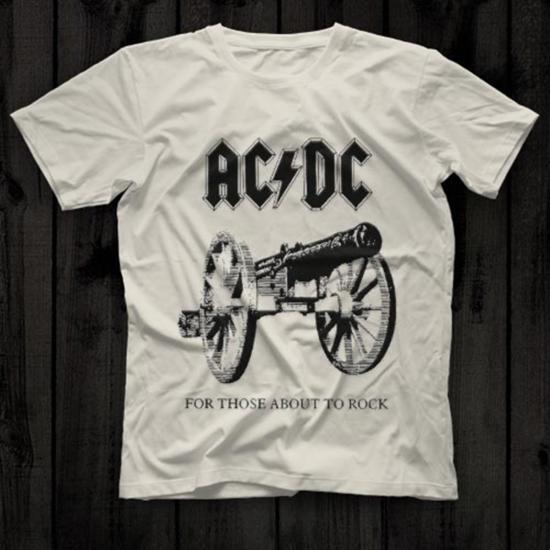 AC-DC,For Those About To Rock,White Unisex Tshirt 023  /