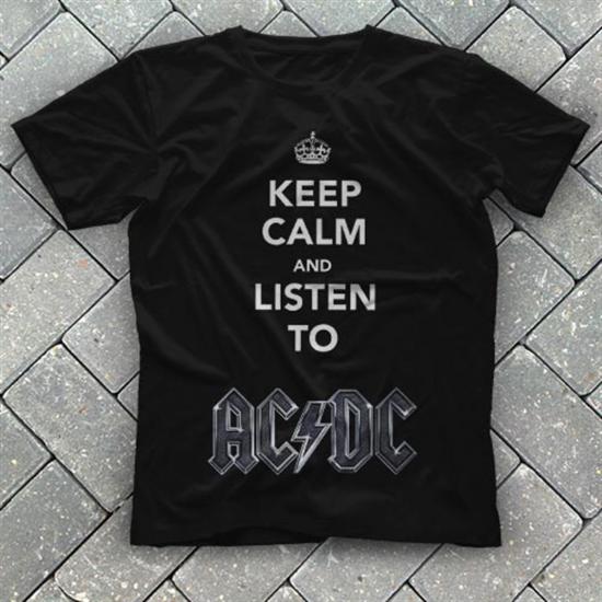 AC-DC,Keep Calm And Listen To Ac-Dc,Black Unisex Tshirt 029