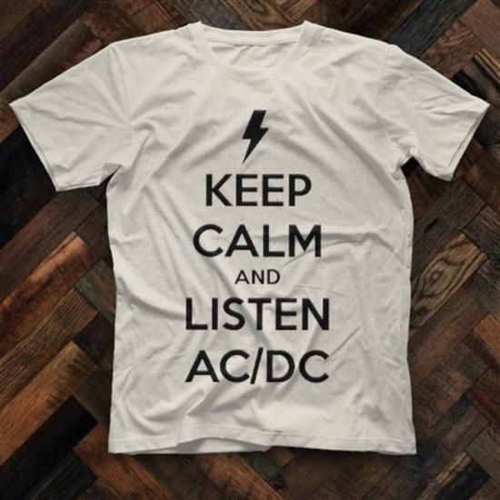 AC-DC,Keep Calm And Listen,White Unisex Tshirt 030