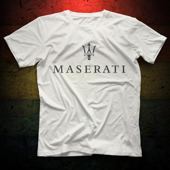 Maserati,Cars,Racing,White,Unisex,Tshirt  07