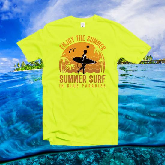 Summer Surf,Blue Paradise,Beach ,summer,ocean Unisex Classic tshirt/