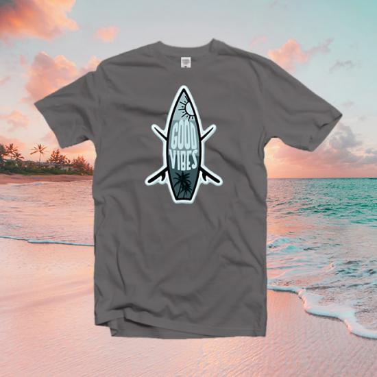 Good Vibes,surf board,Beach ,summer,ocean Unisex Classic tshirt/