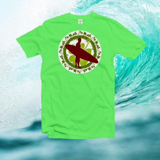 Surf Hibiscus Flower Surfer,Beach ,summer,ocean Unisex Classic tshirt