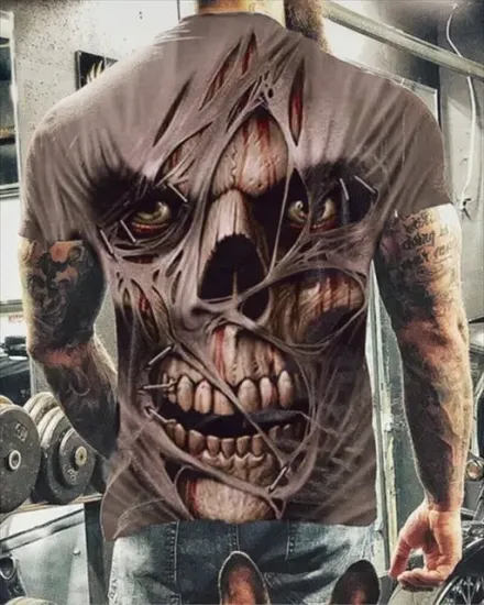 New Skull Face Beige Tshirt