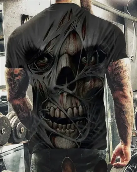 New Skull Face Black Tshirt/