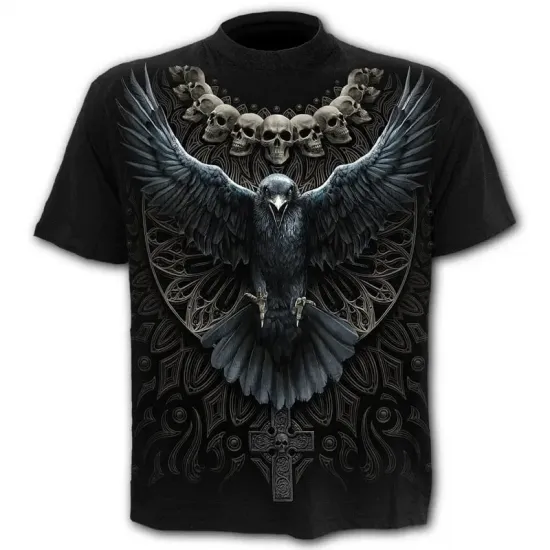 Raven Skull,Gothic Tshirt