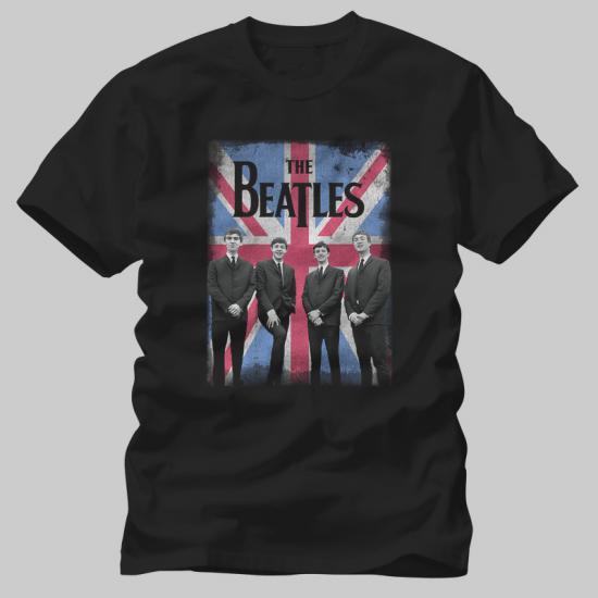 The Beatles, Union Jack Photo Distressed Tshirt/