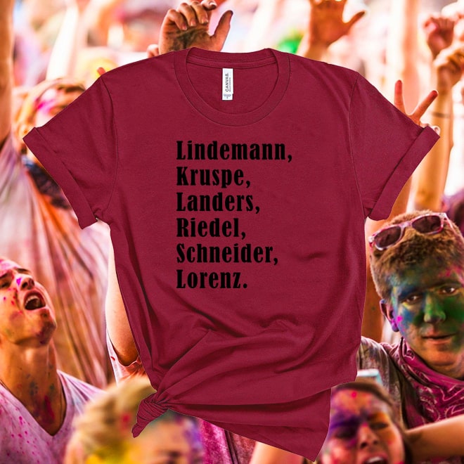 Rammstein Tshirt, Lindemann, Kruspe, Landers, Riedel, Schneider, Lorenz Tshirt