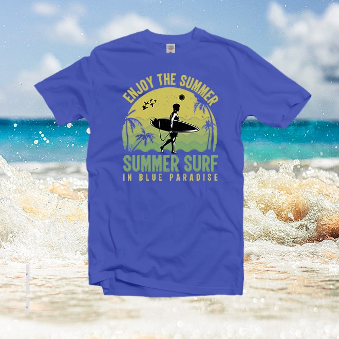 Summer Surf,Blue Paradise,Beach ,summer,ocean Unisex Classic tshirt