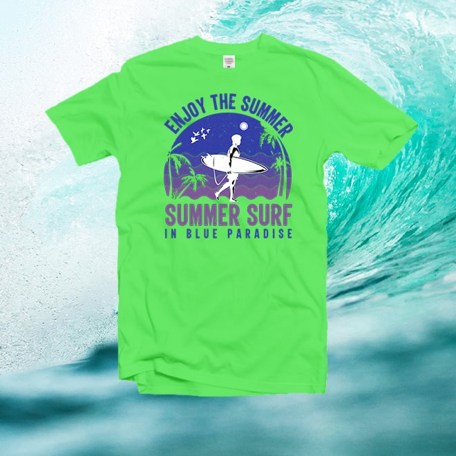 Summer Surf ,Blue Paradise tshirt