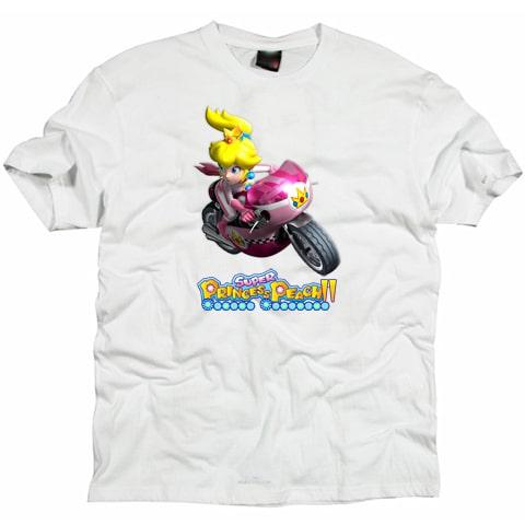 Super Mario Princess Peach Motorcycle Cartoon T shirt