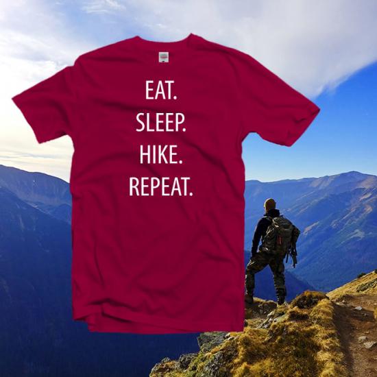 EAT SLEEP HIKE Repeat Tshirt,Graphic Tee/